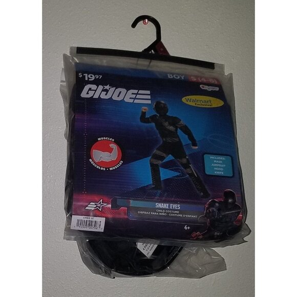 NEW GI Joe Snake Eyes Halloween Costume Boys Small 4-6 Mask Jumpsuit Hood Knife - Picture 2 of 3